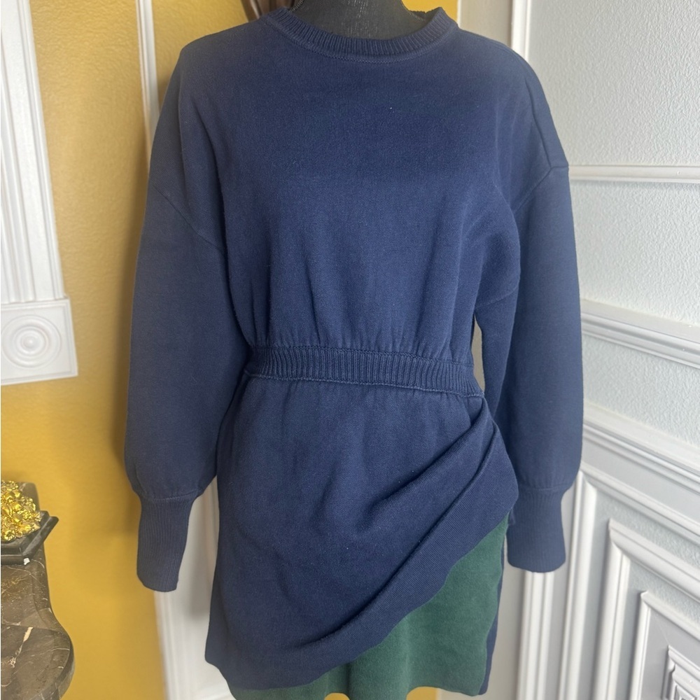 Something Navy 
Blue Colorblock Sweater Dress